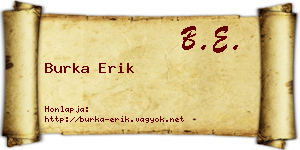Burka Erik névjegykártya